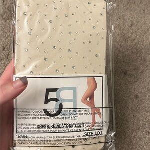 Beige Tights with Rhinestone Accents